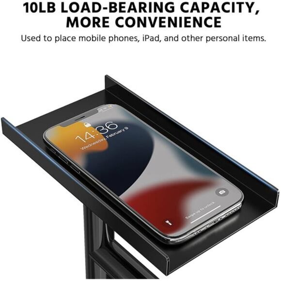 Black Toilet Paper Holder Stand with Shelf Free Standing Bathroom Storage Rack - Picture 3 of 7